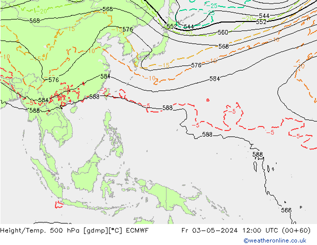 Z500/Yağmur (+YB)/Z850 ECMWF Cu 03.05.2024 12 UTC