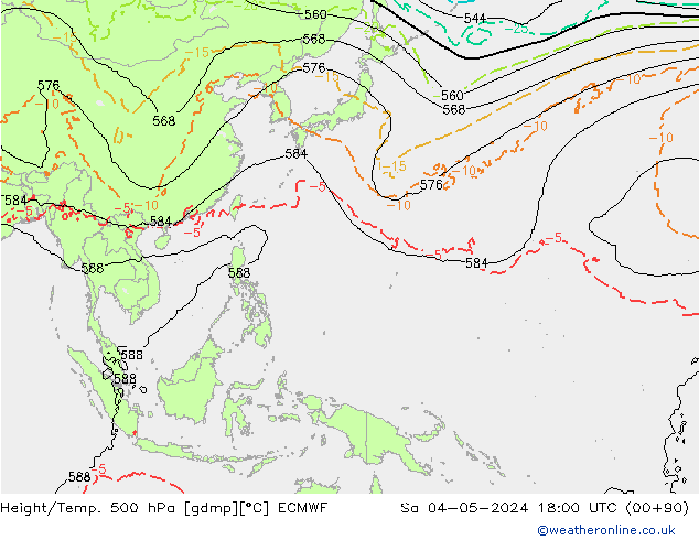 Z500/Yağmur (+YB)/Z850 ECMWF Cts 04.05.2024 18 UTC