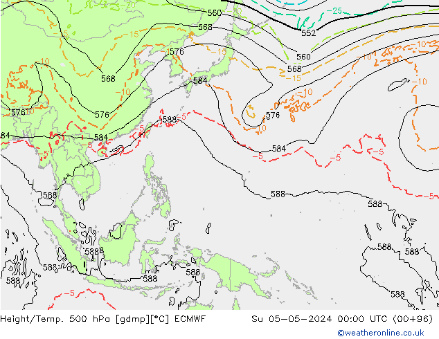 Height/Temp. 500 hPa ECMWF Su 05.05.2024 00 UTC