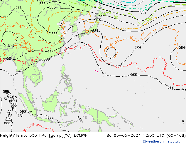 Z500/Rain (+SLP)/Z850 ECMWF dom 05.05.2024 12 UTC