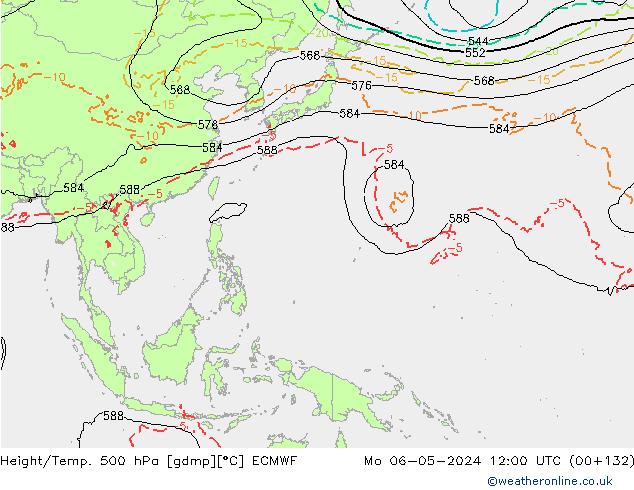 Z500/Yağmur (+YB)/Z850 ECMWF Pzt 06.05.2024 12 UTC