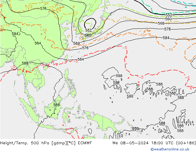 Z500/Regen(+SLP)/Z850 ECMWF wo 08.05.2024 18 UTC