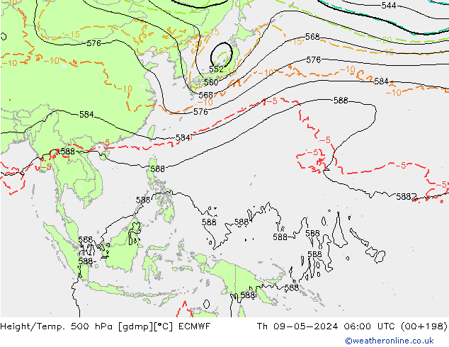 Z500/Rain (+SLP)/Z850 ECMWF Qui 09.05.2024 06 UTC