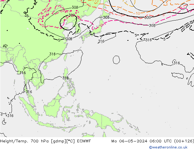 Yükseklik/Sıc. 700 hPa ECMWF Pzt 06.05.2024 06 UTC