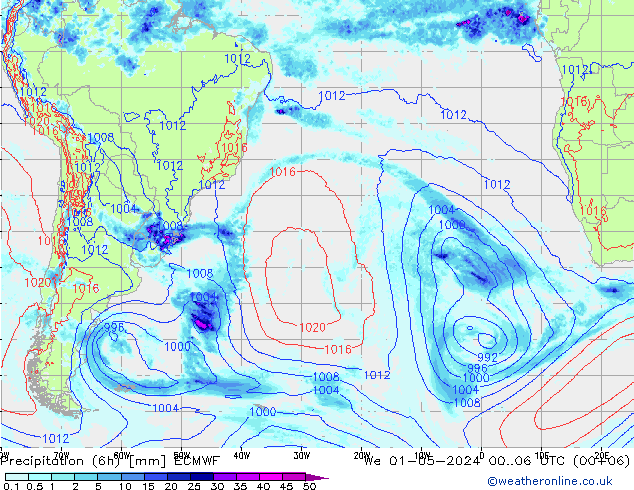 Z500/Rain (+SLP)/Z850 ECMWF We 01.05.2024 06 UTC