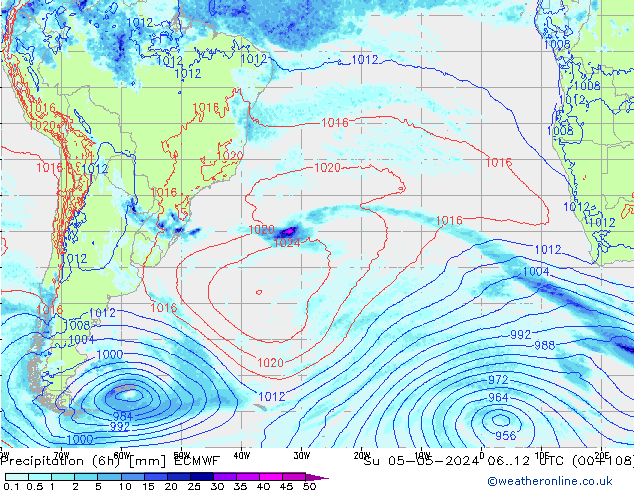 Z500/Rain (+SLP)/Z850 ECMWF Ne 05.05.2024 12 UTC