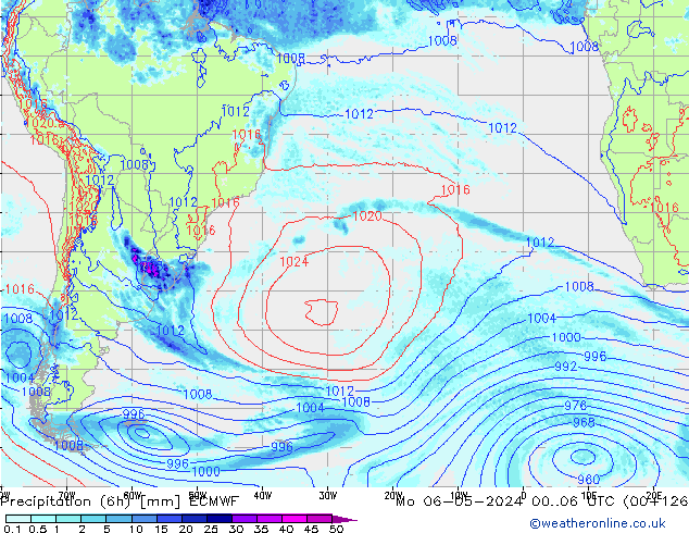 Z500/Yağmur (+YB)/Z850 ECMWF Pzt 06.05.2024 06 UTC