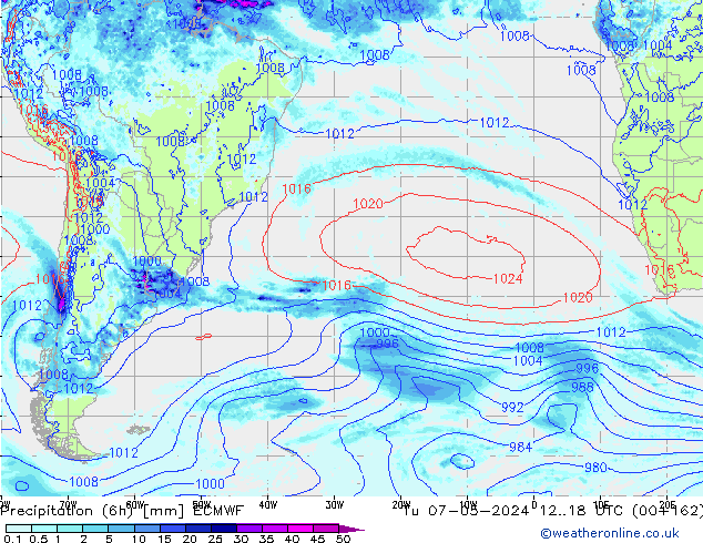 Z500/Rain (+SLP)/Z850 ECMWF Tu 07.05.2024 18 UTC