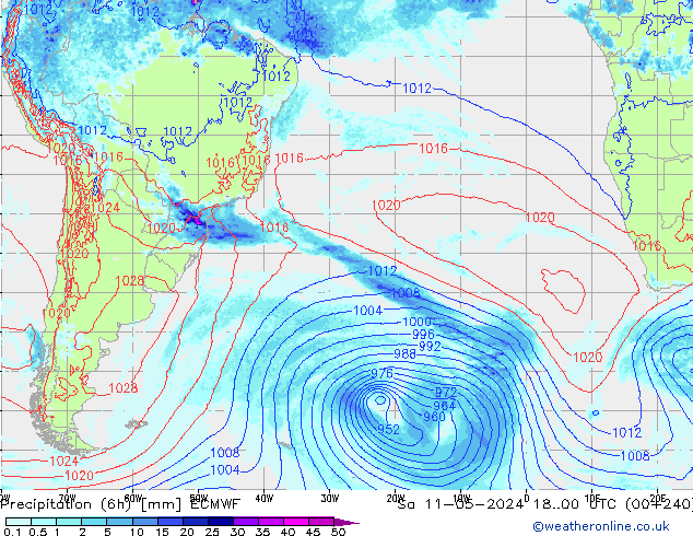 Z500/Rain (+SLP)/Z850 ECMWF sam 11.05.2024 00 UTC