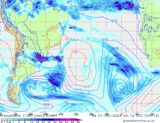 Precipitazione (12h) ECMWF mer 01.05.2024 12 UTC