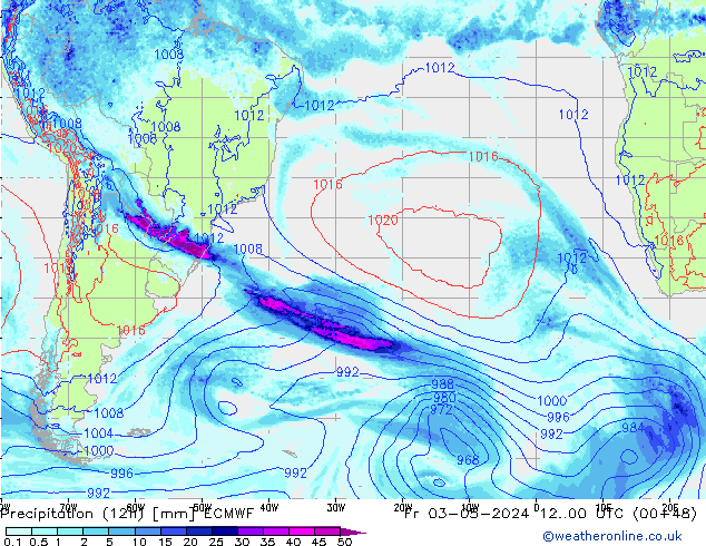 Precipitation (12h) ECMWF Fr 03.05.2024 00 UTC