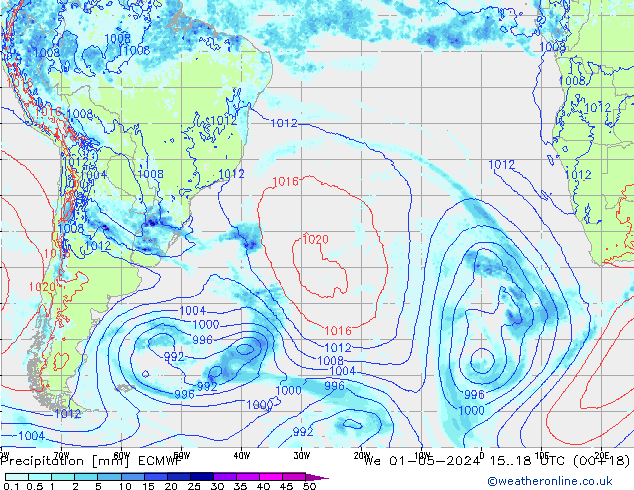 precipitação ECMWF Qua 01.05.2024 18 UTC