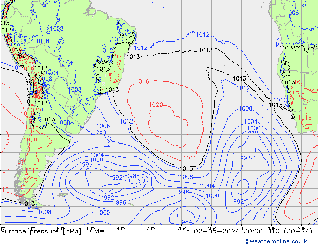 Surface pressure ECMWF Th 02.05.2024 00 UTC