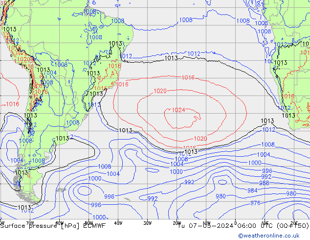 Surface pressure ECMWF Tu 07.05.2024 06 UTC