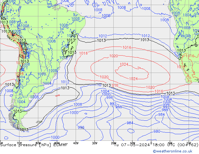 Luchtdruk (Grond) ECMWF di 07.05.2024 18 UTC