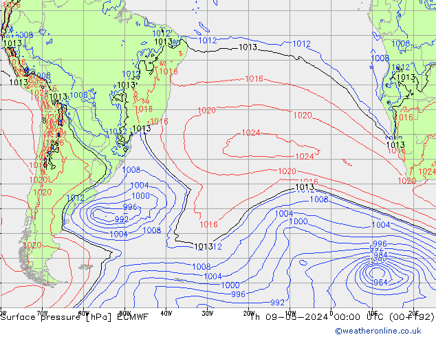 ciśnienie ECMWF czw. 09.05.2024 00 UTC