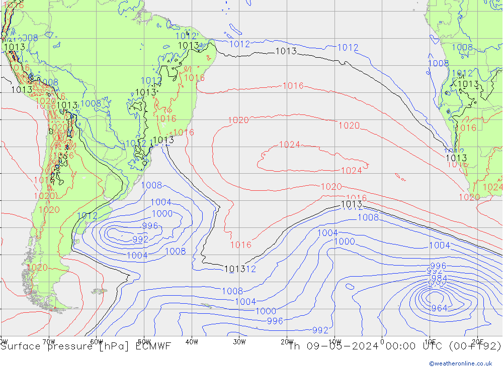 ciśnienie ECMWF czw. 09.05.2024 00 UTC