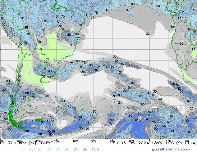 RH 700 hPa ECMWF Su 05.05.2024 18 UTC