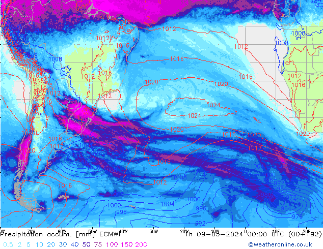 Toplam Yağış ECMWF Per 09.05.2024 00 UTC
