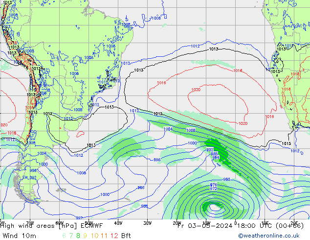 High wind areas ECMWF vie 03.05.2024 18 UTC