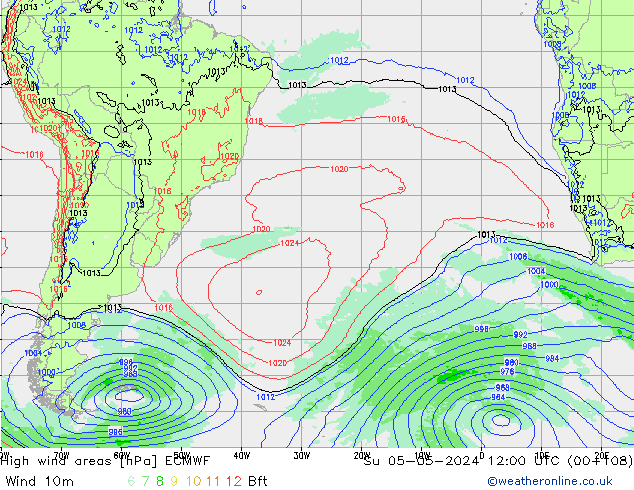 Izotacha ECMWF nie. 05.05.2024 12 UTC