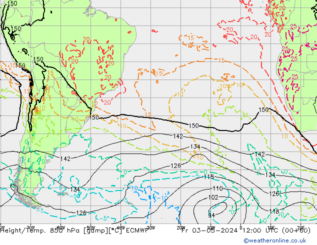 Z500/Rain (+SLP)/Z850 ECMWF ven 03.05.2024 12 UTC