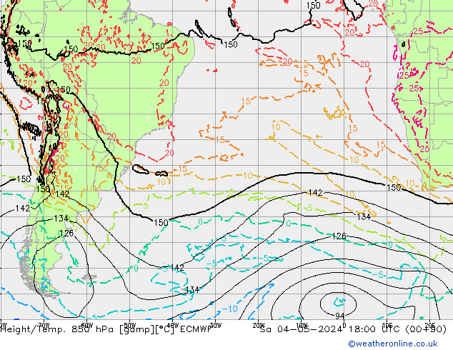 Z500/Rain (+SLP)/Z850 ECMWF so. 04.05.2024 18 UTC