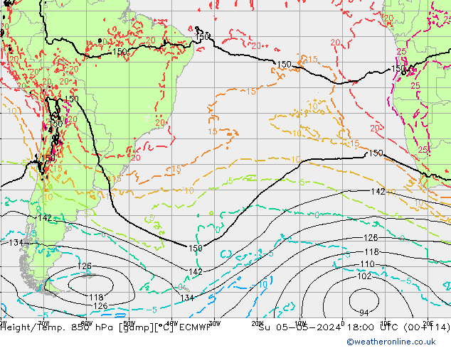 Z500/Rain (+SLP)/Z850 ECMWF  05.05.2024 18 UTC