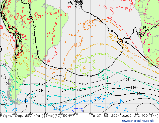 Z500/Yağmur (+YB)/Z850 ECMWF Sa 07.05.2024 00 UTC