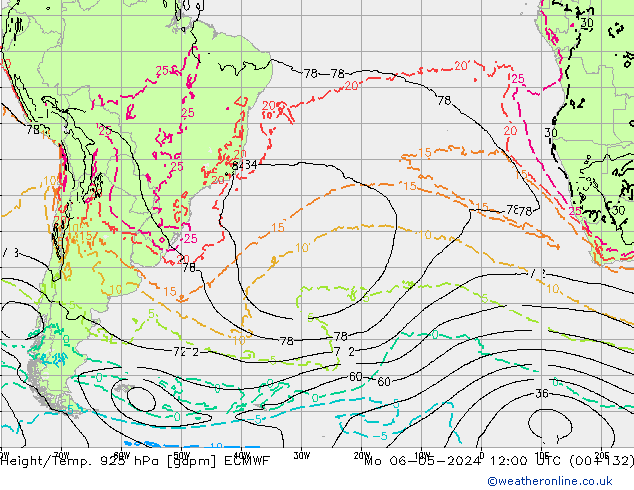 Hoogte/Temp. 925 hPa ECMWF ma 06.05.2024 12 UTC