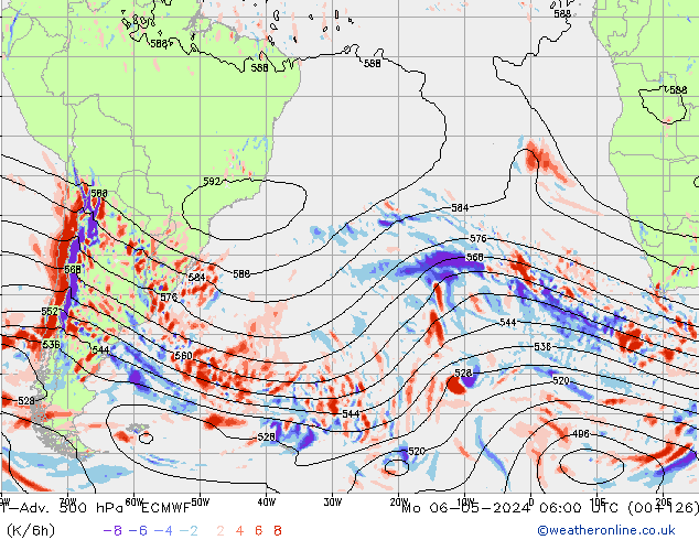 T-Adv. 500 hPa ECMWF  06.05.2024 06 UTC