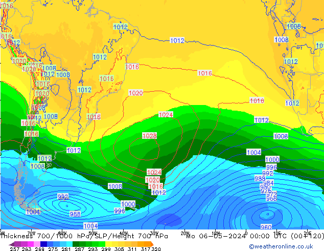 Thck 700-1000 hPa ECMWF Mo 06.05.2024 00 UTC