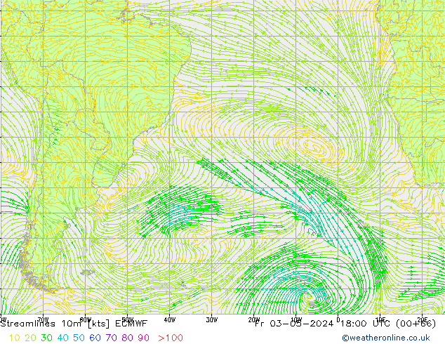 Streamlines 10m ECMWF Fr 03.05.2024 18 UTC