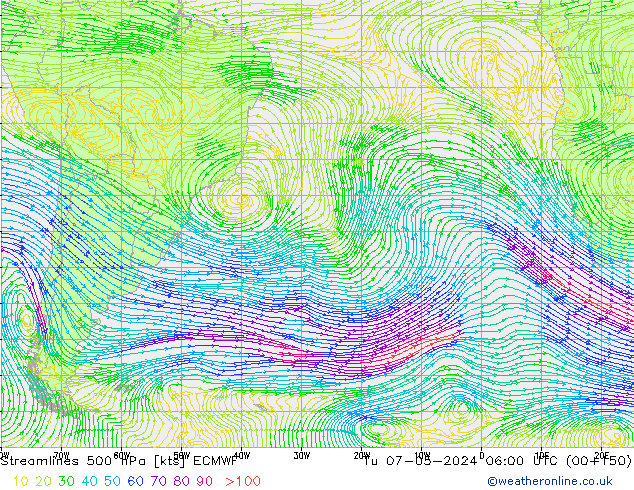 Rüzgar 500 hPa ECMWF Sa 07.05.2024 06 UTC