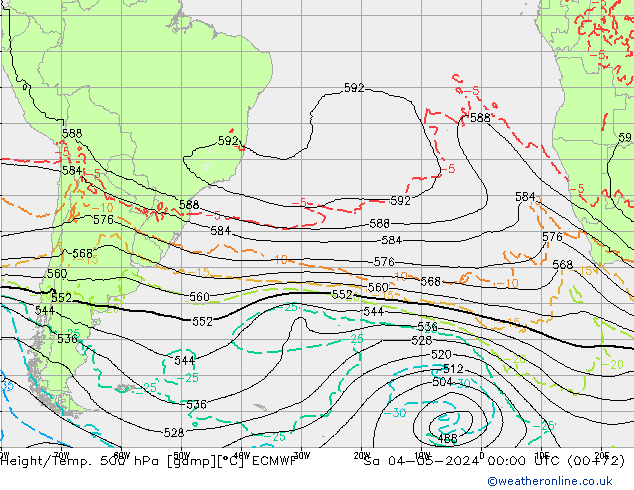 Z500/Rain (+SLP)/Z850 ECMWF сб 04.05.2024 00 UTC