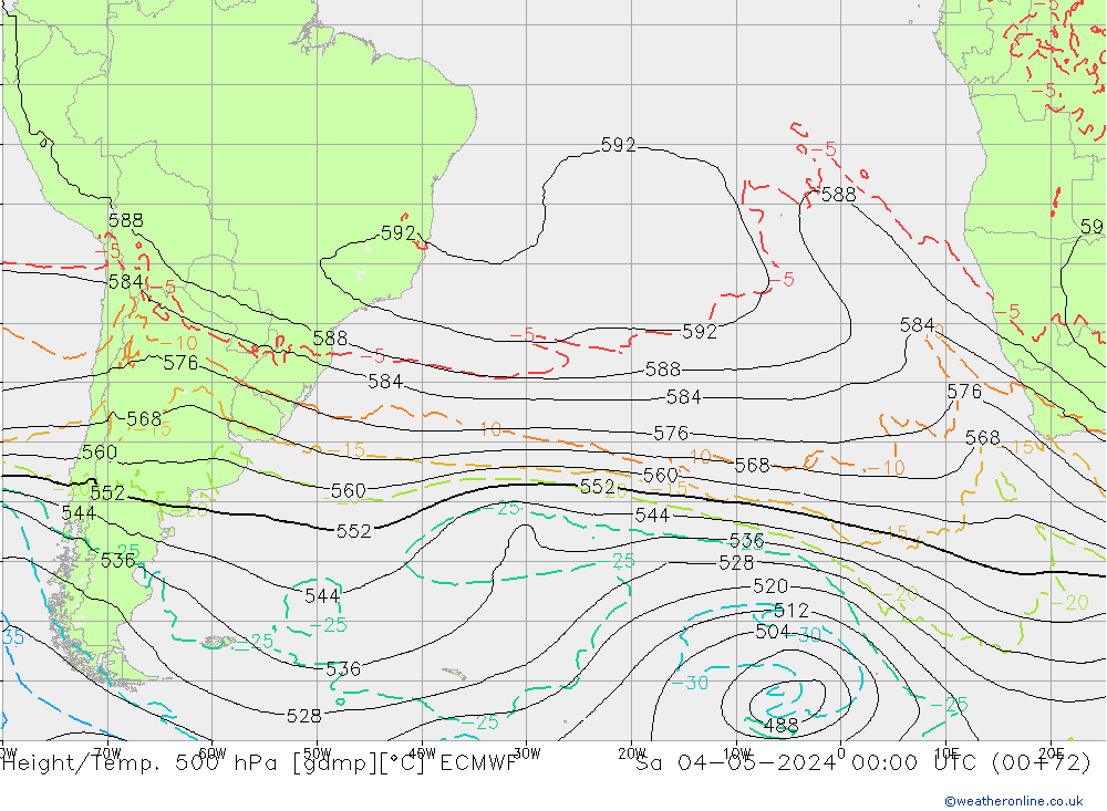 Height/Temp. 500 hPa ECMWF Sa 04.05.2024 00 UTC