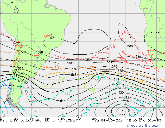 Z500/Rain (+SLP)/Z850 ECMWF so. 04.05.2024 18 UTC