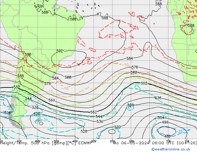 Height/Temp. 500 hPa ECMWF Mo 06.05.2024 06 UTC