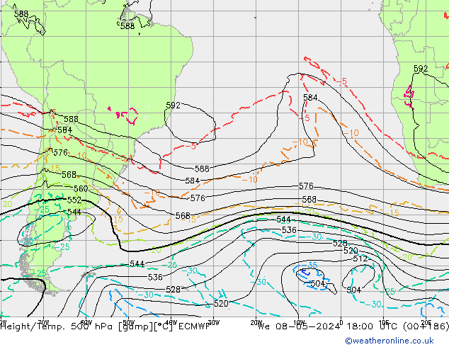 Height/Temp. 500 hPa ECMWF St 08.05.2024 18 UTC