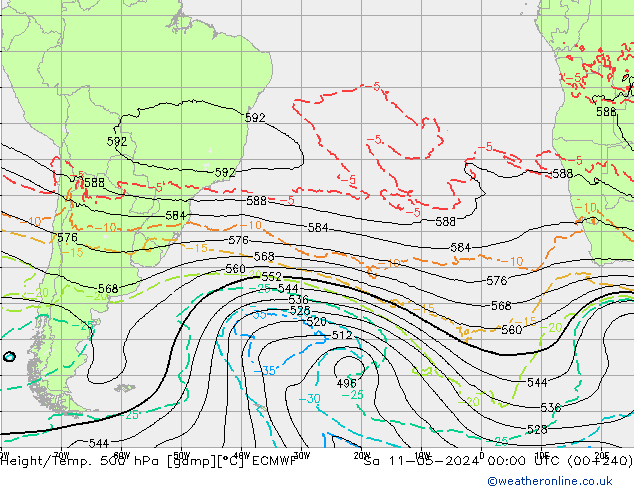 Z500/Rain (+SLP)/Z850 ECMWF sam 11.05.2024 00 UTC