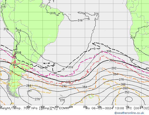 Géop./Temp. 700 hPa ECMWF lun 06.05.2024 12 UTC