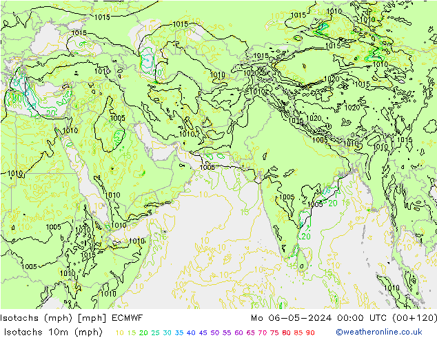 Isotachs (mph) ECMWF  06.05.2024 00 UTC