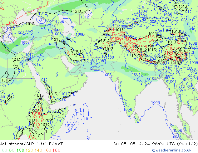 Prąd strumieniowy ECMWF nie. 05.05.2024 06 UTC