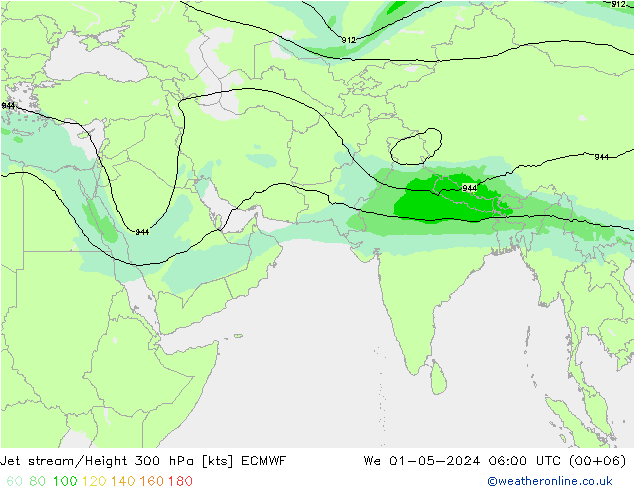 Corriente en chorro ECMWF mié 01.05.2024 06 UTC