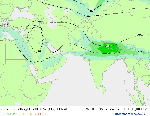 Jet stream/Height 300 hPa ECMWF We 01.05.2024 12 UTC