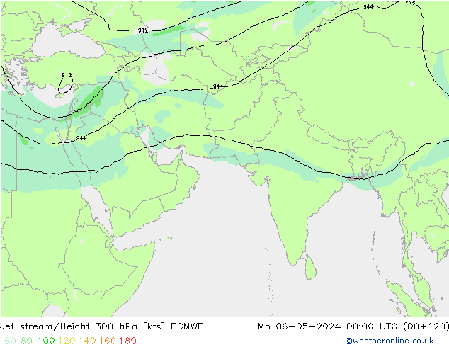 Jet stream/Height 300 hPa ECMWF Mo 06.05.2024 00 UTC