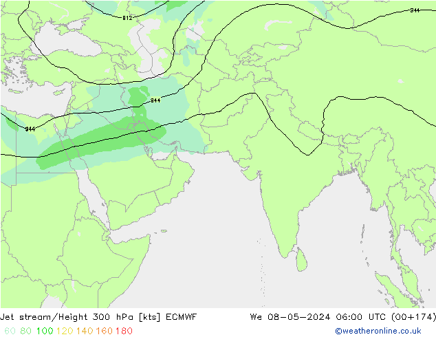 Straalstroom ECMWF wo 08.05.2024 06 UTC