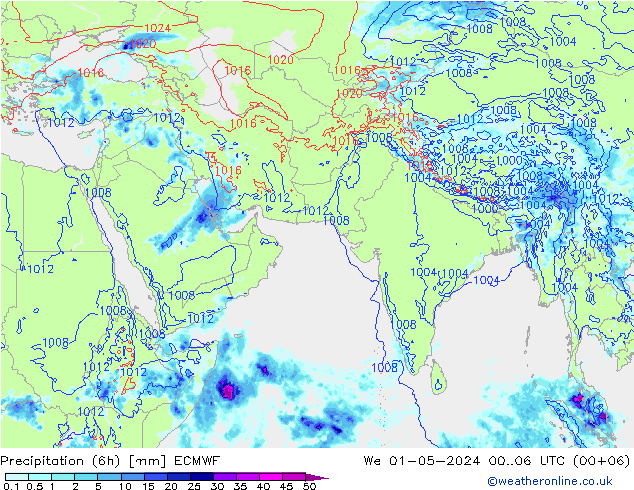 Z500/Rain (+SLP)/Z850 ECMWF 星期三 01.05.2024 06 UTC