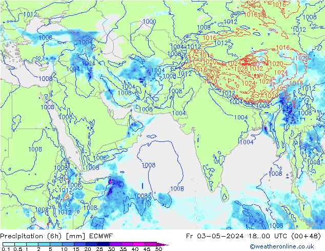 Z500/Yağmur (+YB)/Z850 ECMWF Cu 03.05.2024 00 UTC