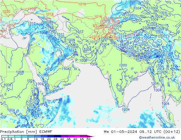 Precipitation ECMWF We 01.05.2024 12 UTC